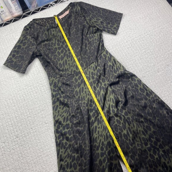 TP Traffic People Women's Wide Leg Green Leopard AOP Pantsuit / Jumpsuit Sz S - Picture 6 of 11